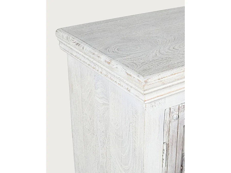 Viva - Buffet blanc 2 portes en bois massif, 170 cm