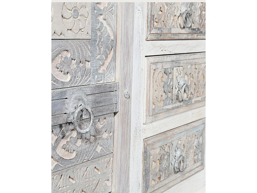 Viva - Buffet blanc 2 portes en bois massif, 170 cm