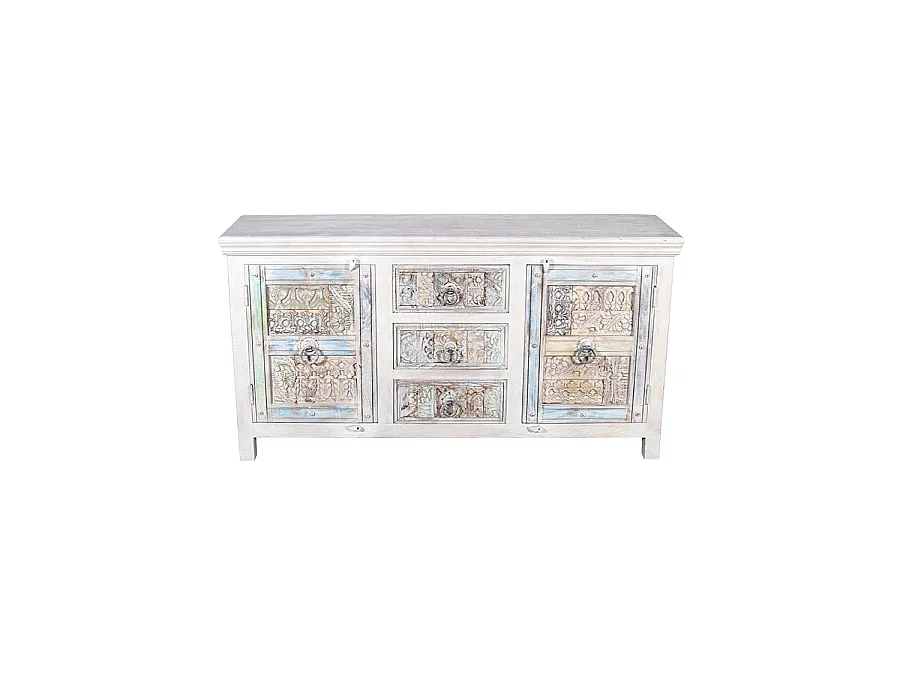 Viva - Wit dressoir met 2 deuren van massief hout, 170 cm