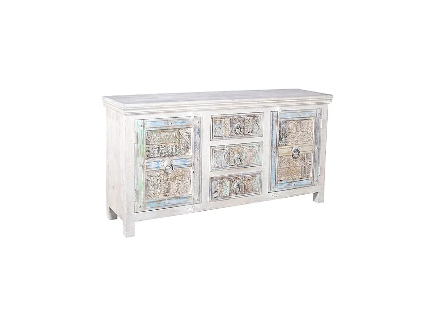 Viva - Wit dressoir met 2 deuren van massief hout, 170 cm