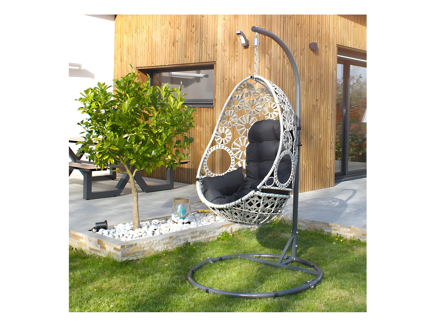 Balancelle de Jardin Tressée "Samoa" 210cm Écru