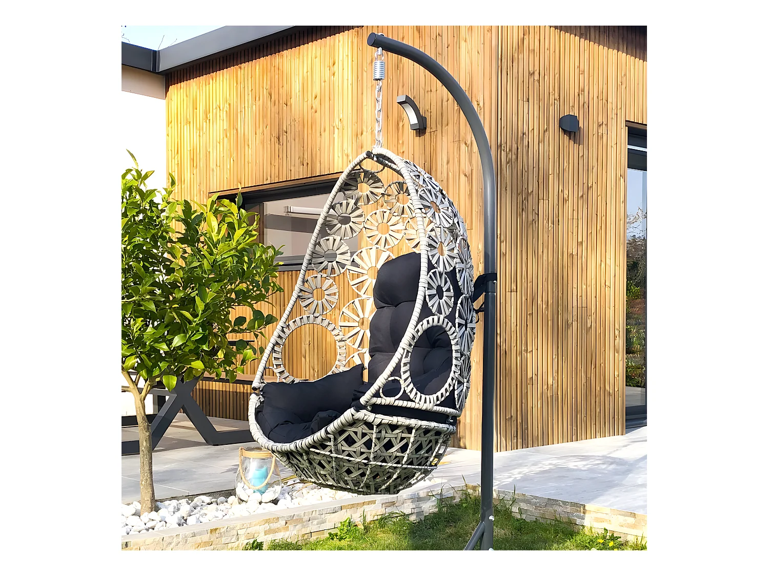 Balancelle de Jardin Tressée "Samoa" 210cm Écru