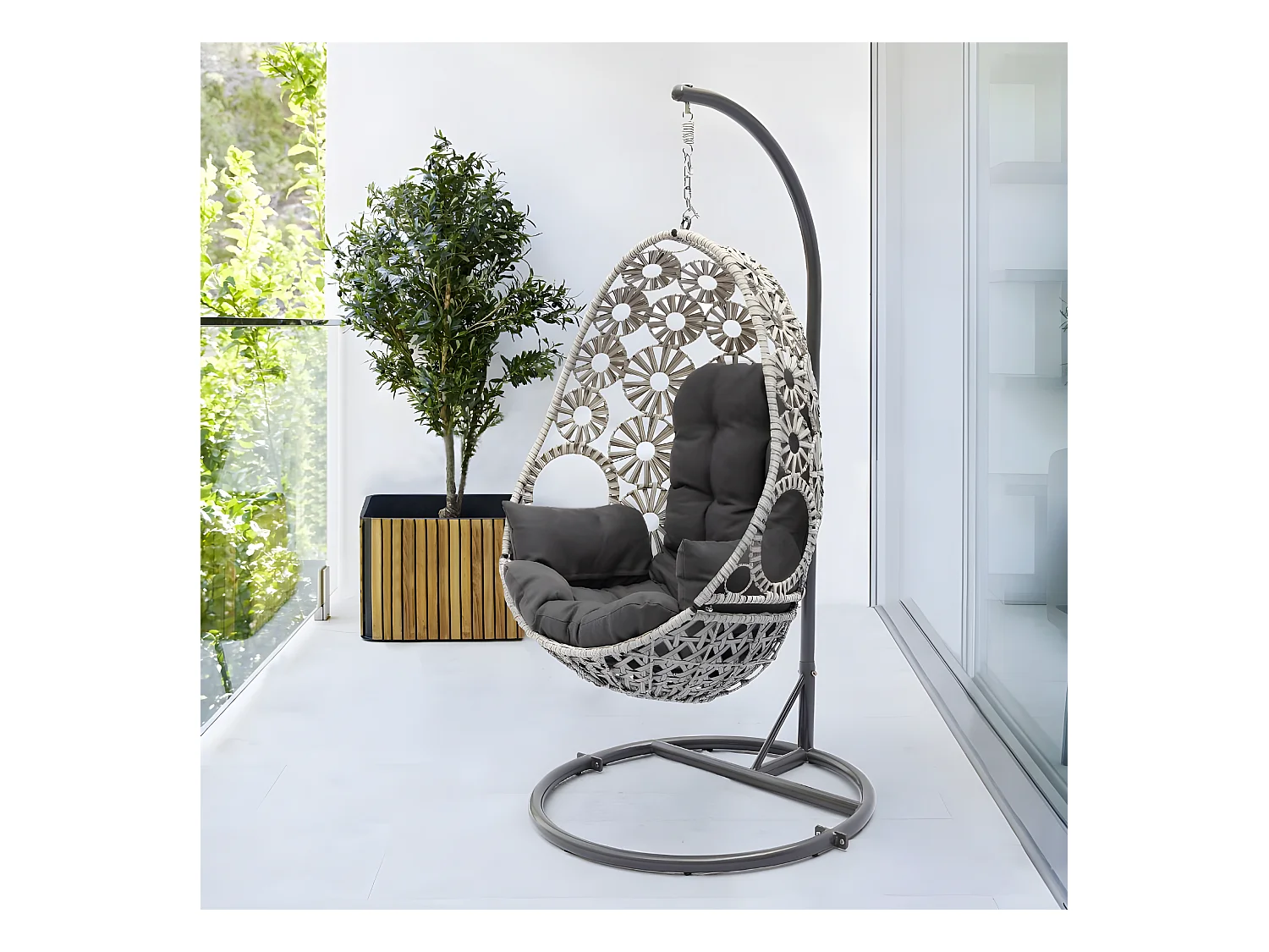 Balancelle de Jardin Tressée "Samoa" 210cm Écru