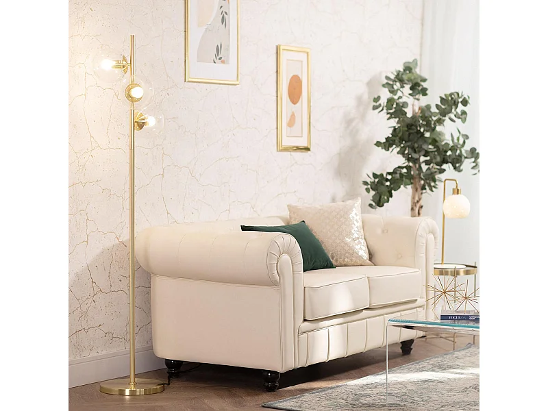 Lampada da Terra in Metallo e Vetro 3 Faretti Otos Oro