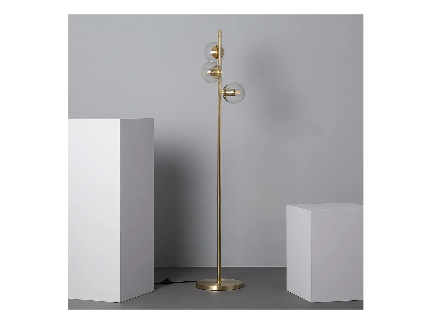 Lampada da Terra in Metallo e Vetro 3 Faretti Otos Oro