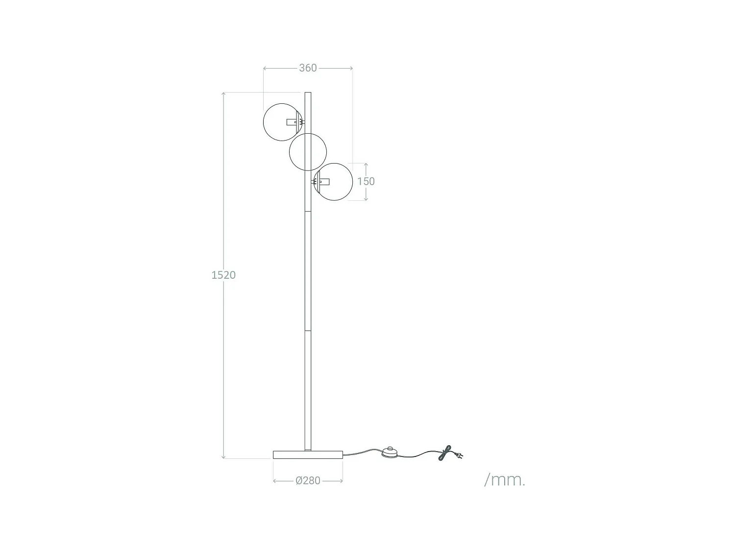 Lampada da Terra in Metallo e Vetro 3 Faretti Otos Oro