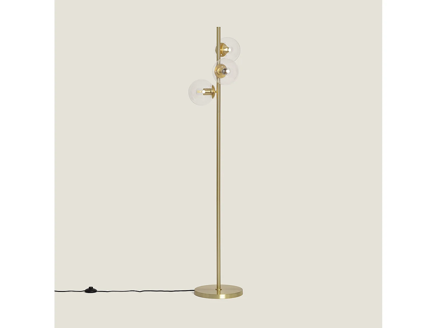 Lampadaire Métal et Verre Otos 3 Spots  Doré