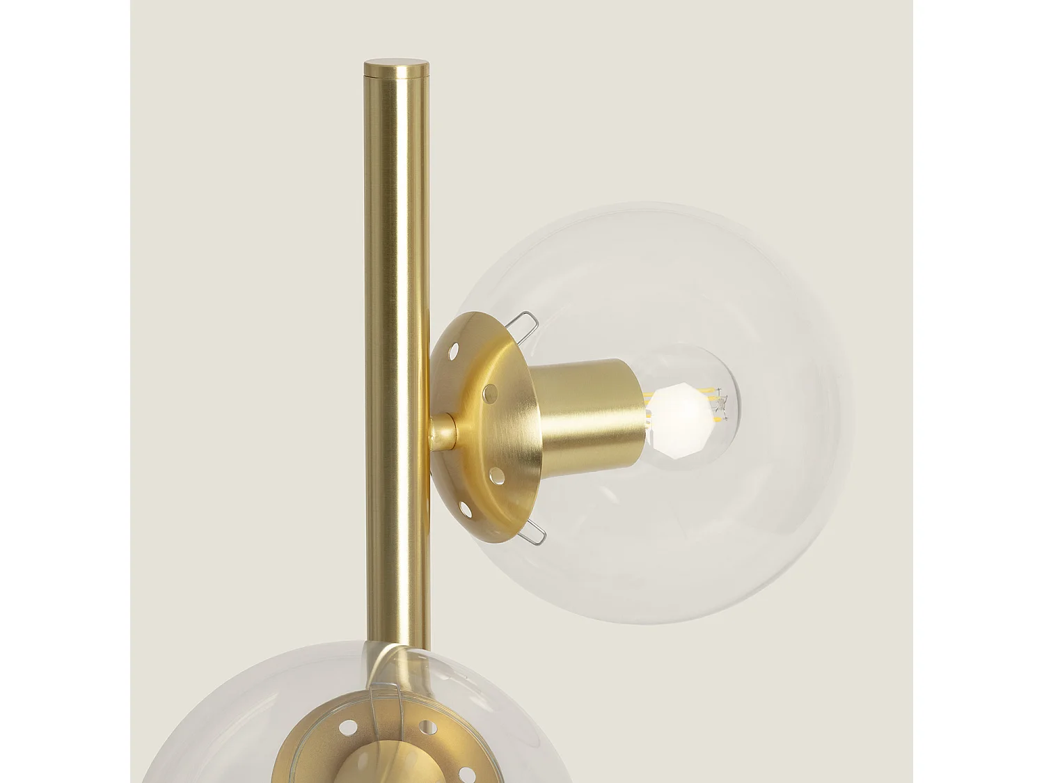 Lampadaire Métal et Verre Otos 3 Spots  Doré