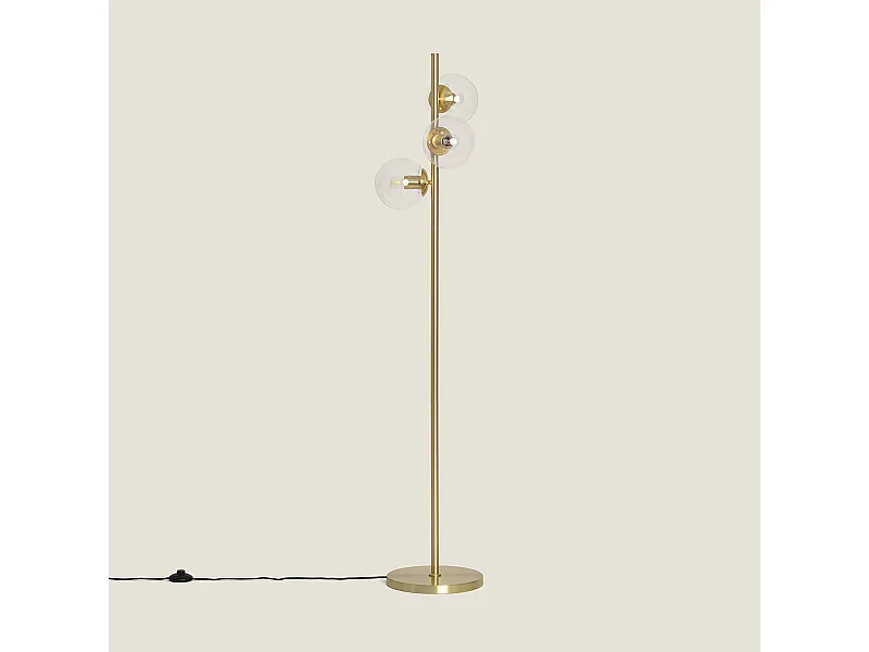 Lampadaire Métal et Verre Otos 3 Spots  Doré