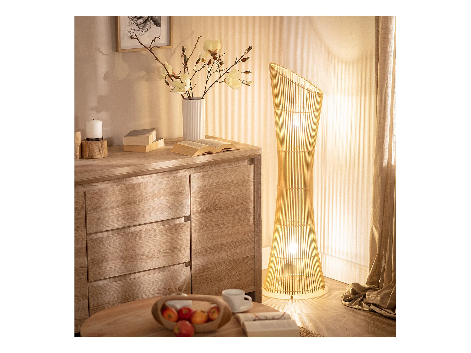 Lámpara de Pie de Bambú Marady Natural