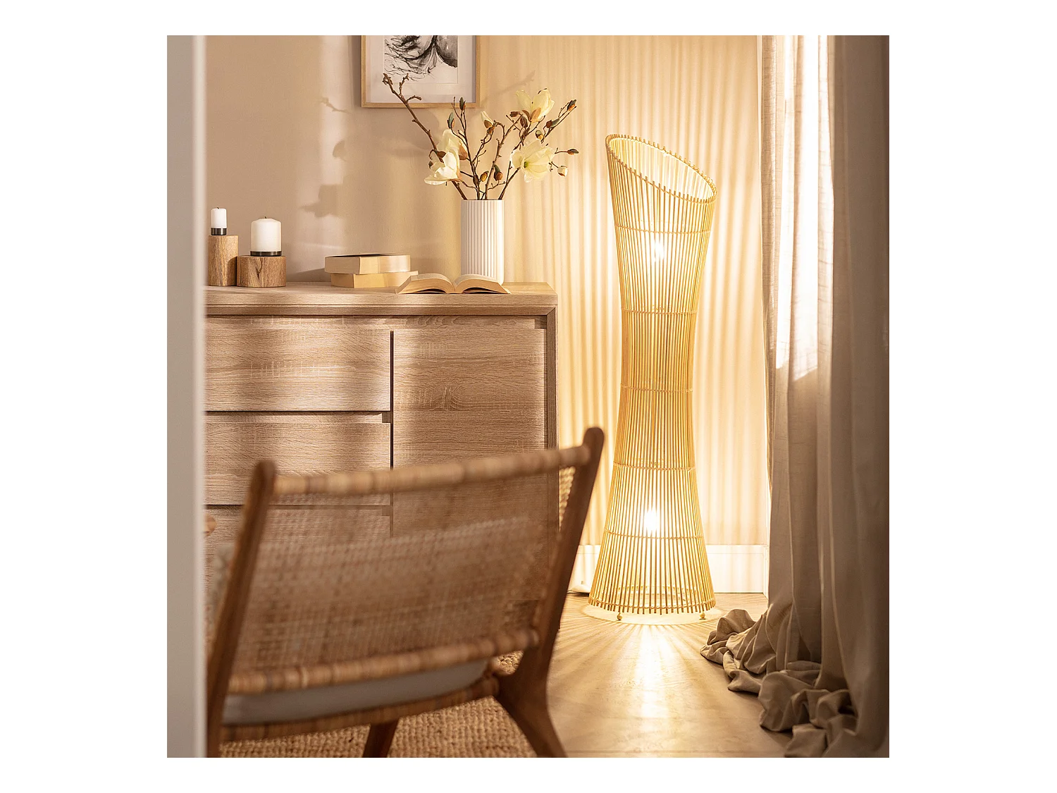 Lámpara de Pie de Bambú Marady Natural