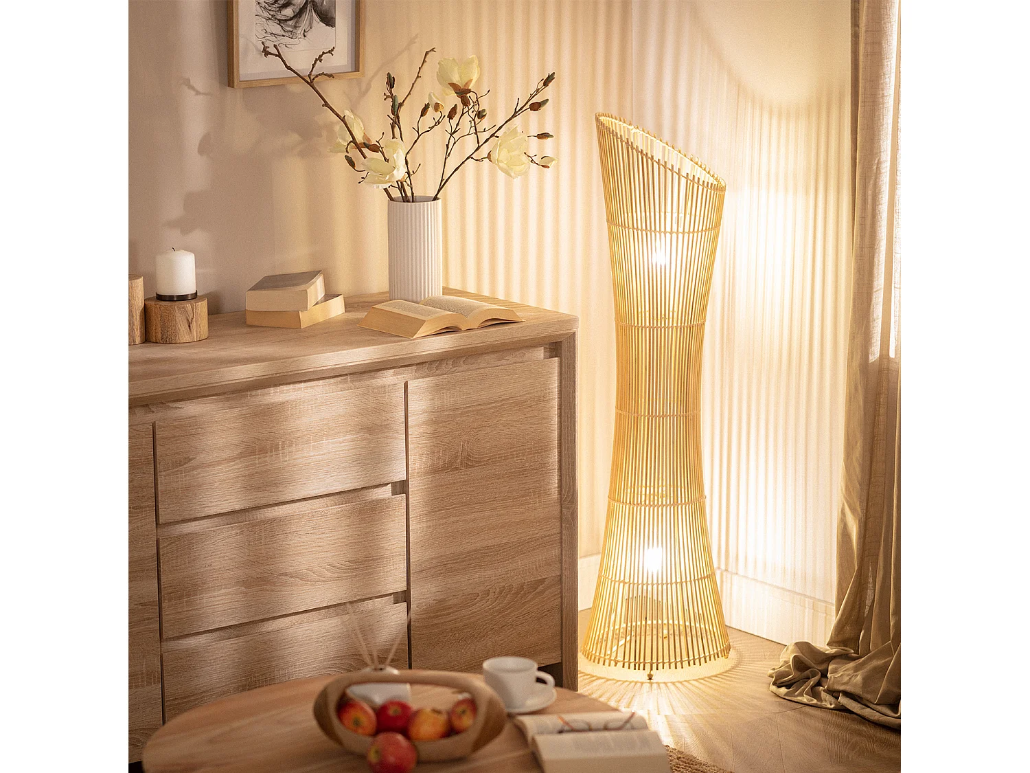 Lampadaire Bambou Marady Naturel