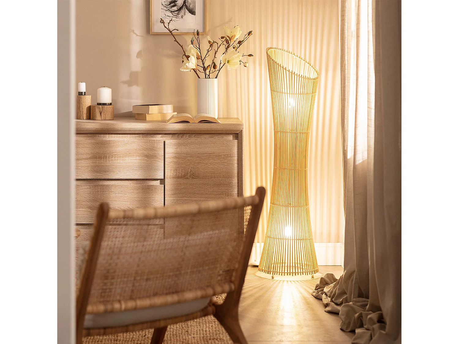 Lampadaire Bambou Marady Naturel