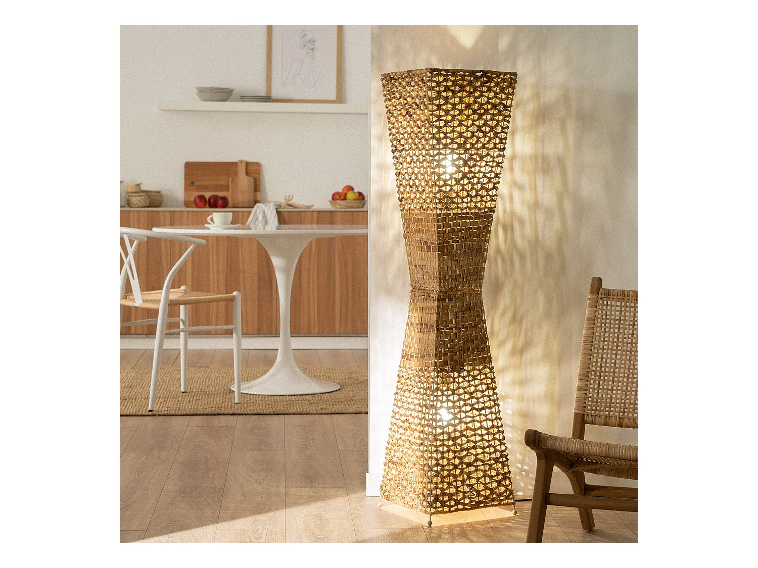 Lampada da Terra Fibre Naturali Bijie Naturale