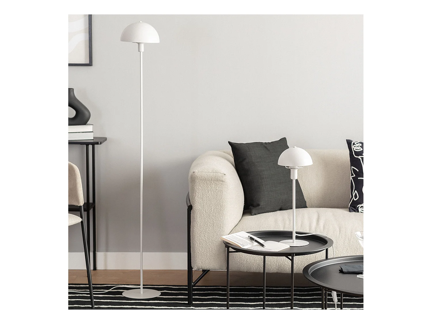 Lampada da Terra Metallo Madow Bianco
