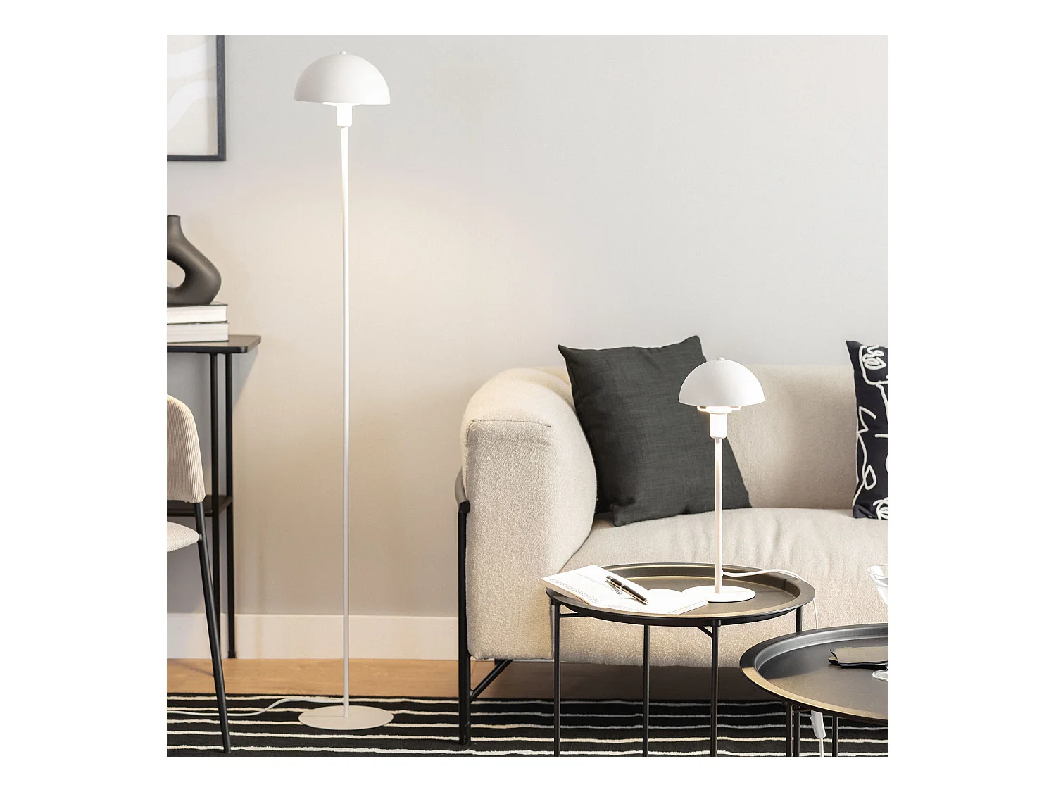 Lampada da Terra Metallo Madow Bianco