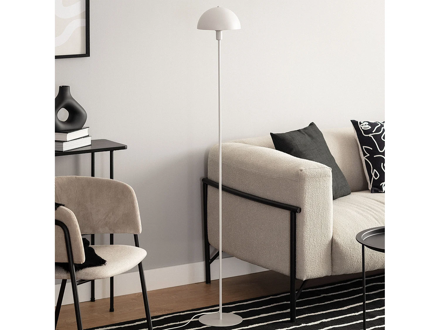 Lampada da Terra Metallo Madow Bianco