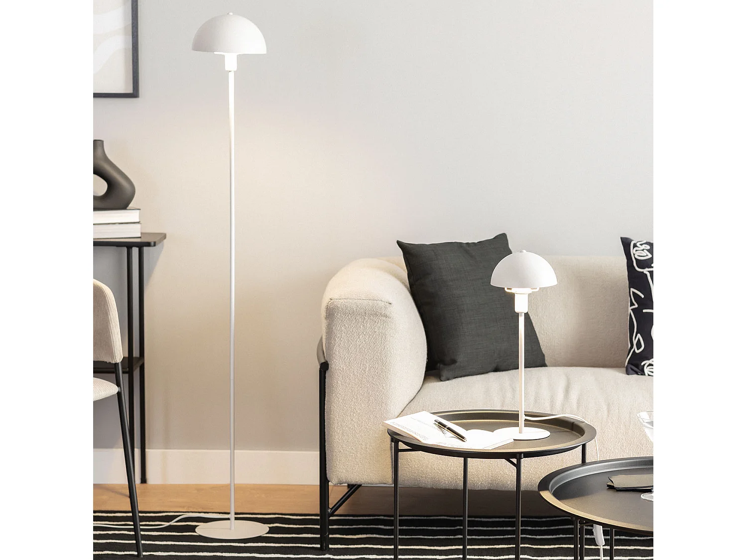 Lampada da Terra Metallo Madow Bianco