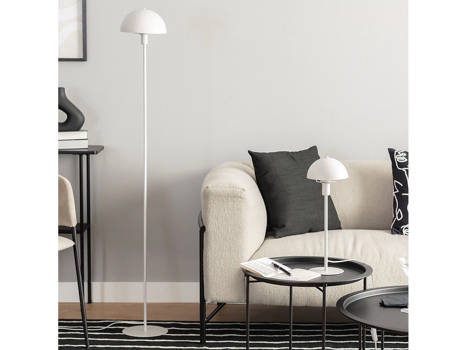 Lampada da Terra Metallo Madow Bianco