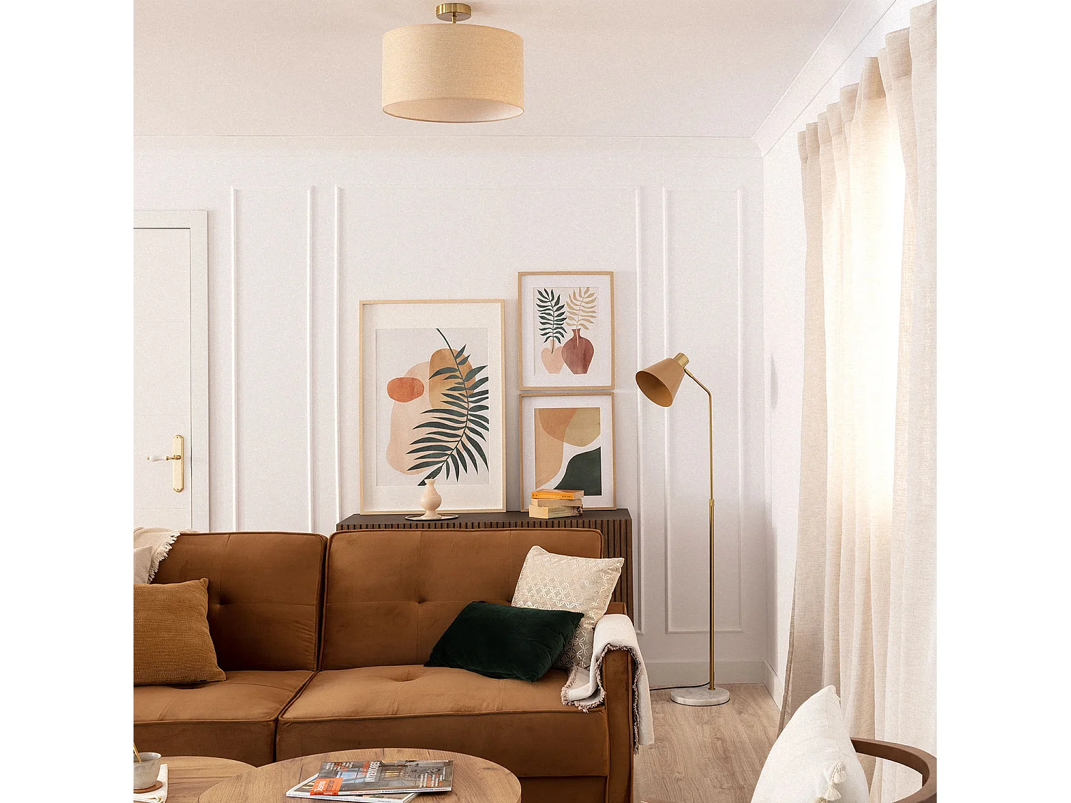 Lampadaire Aluminium et Marbre Vinci  Doré