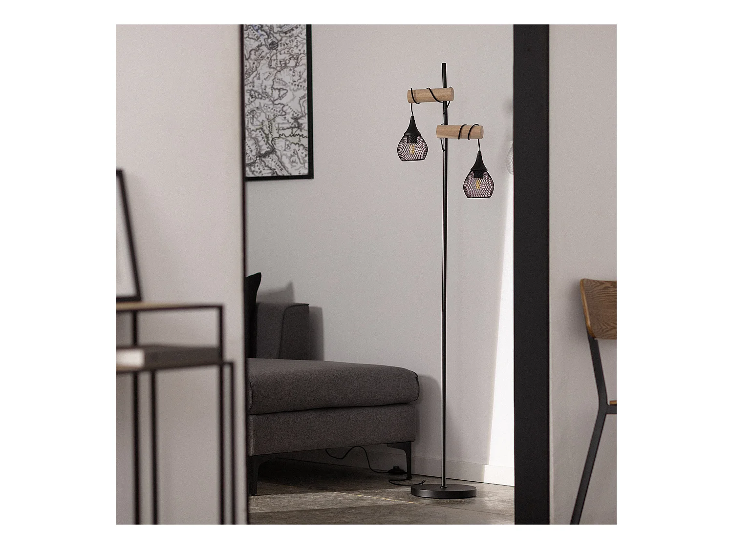 Lampada da Terra Monah Wi-Fi con Regolatore Nero