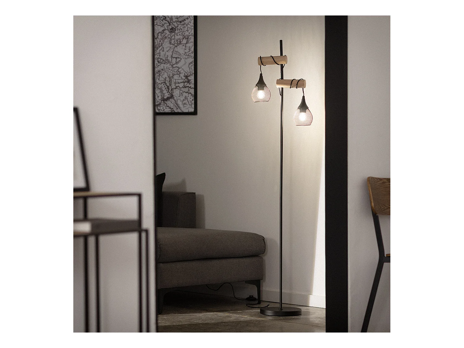 Lampada da Terra Monah Wi-Fi con Regolatore Nero