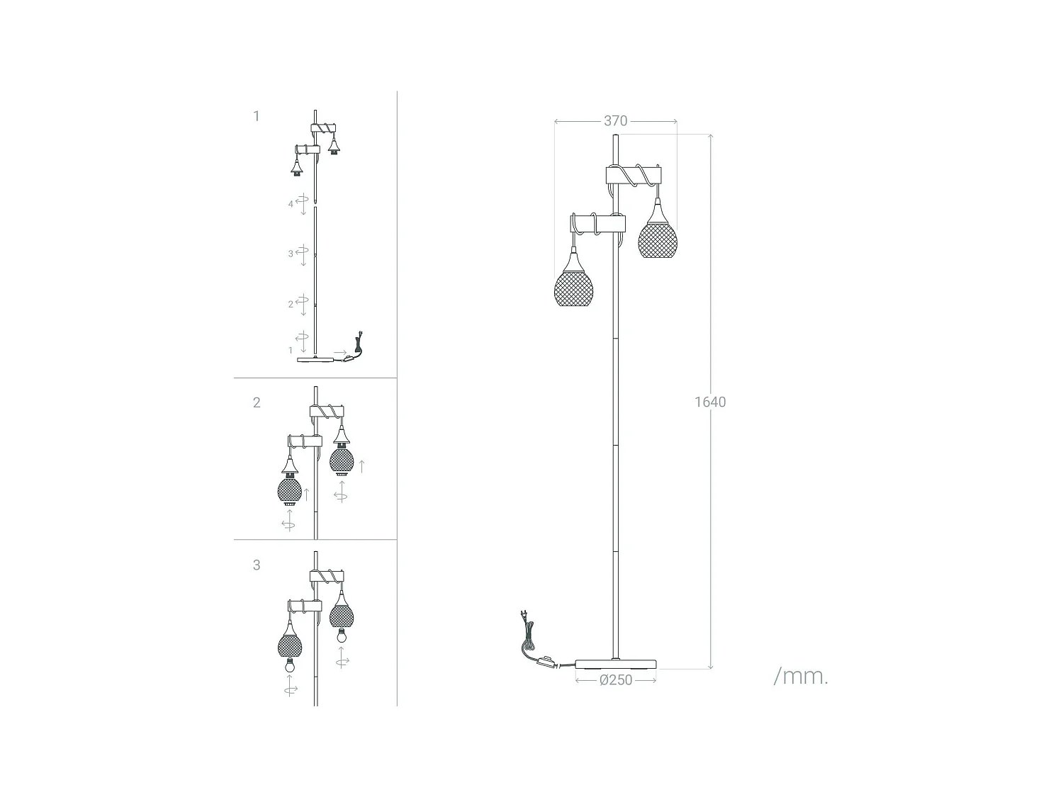 Lampada da Terra Monah Wi-Fi con Regolatore Nero