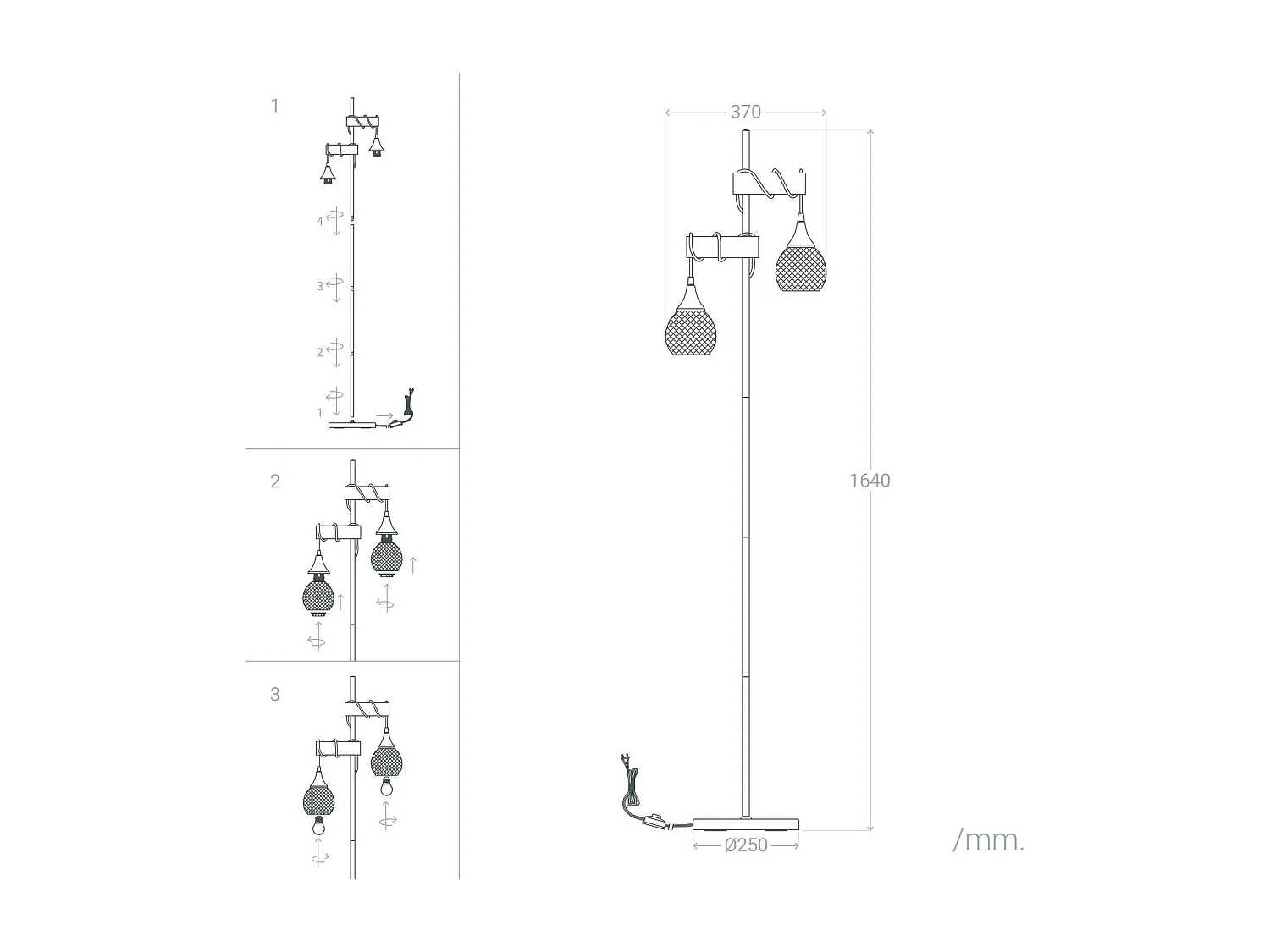 Lampadaire Monah WiFi avec Variateur Noir