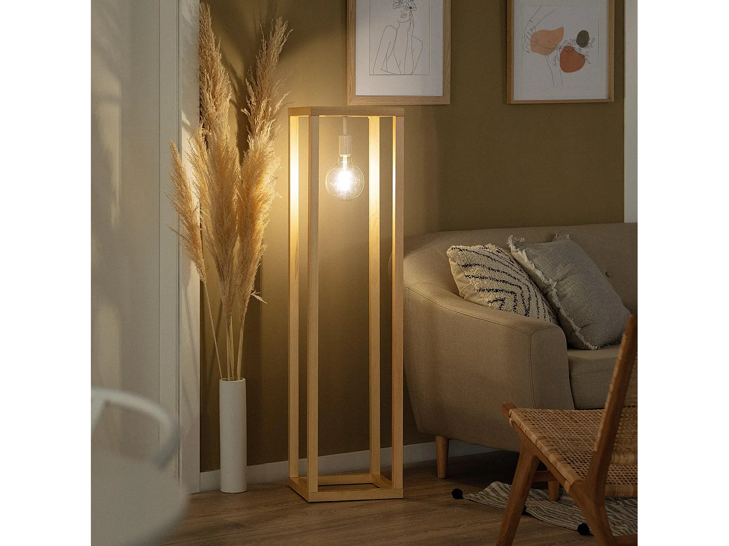 Lampadaire Bois Coba Naturel