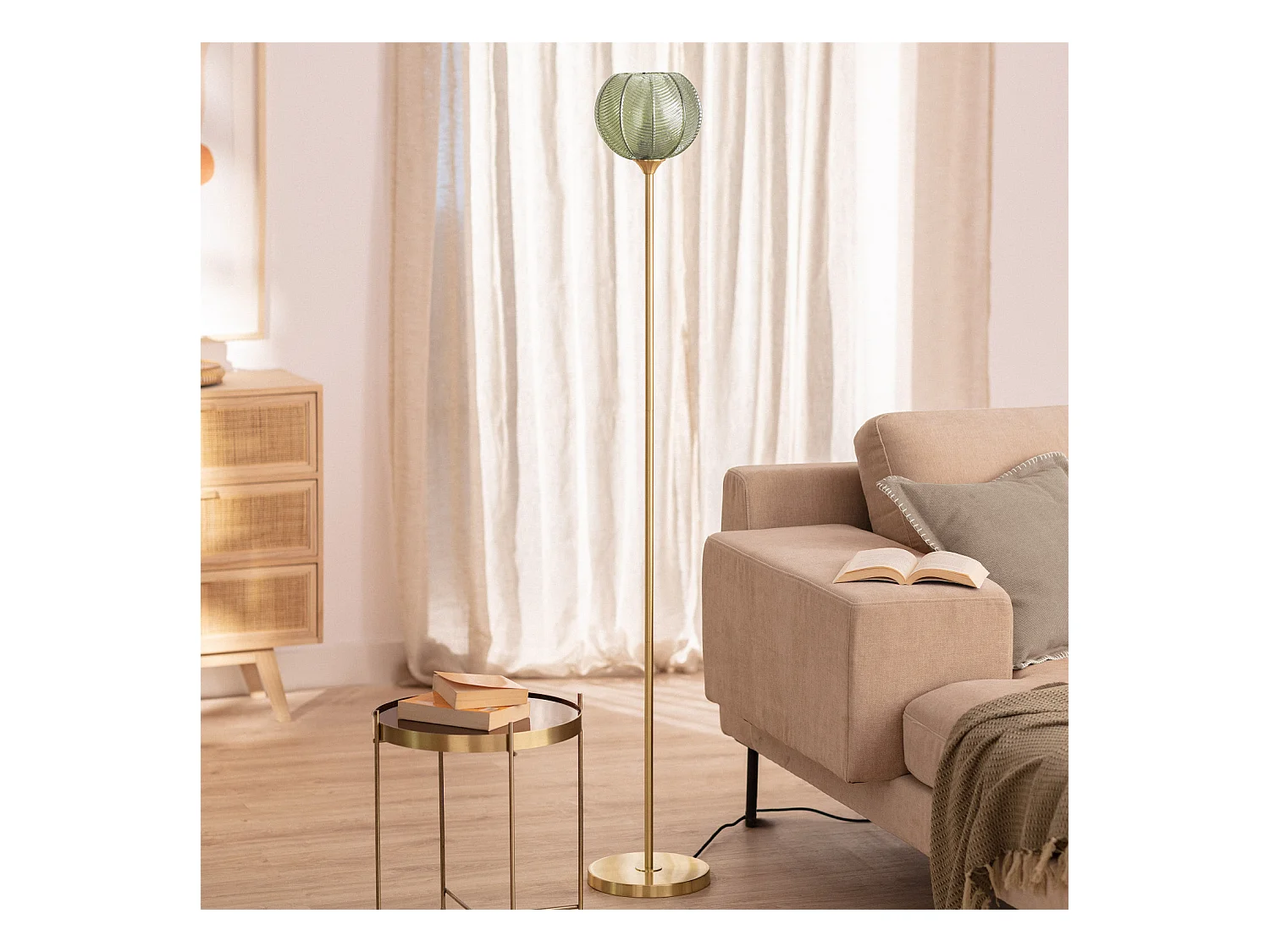 Lampadaire Métal et Verre Klimt  Vert