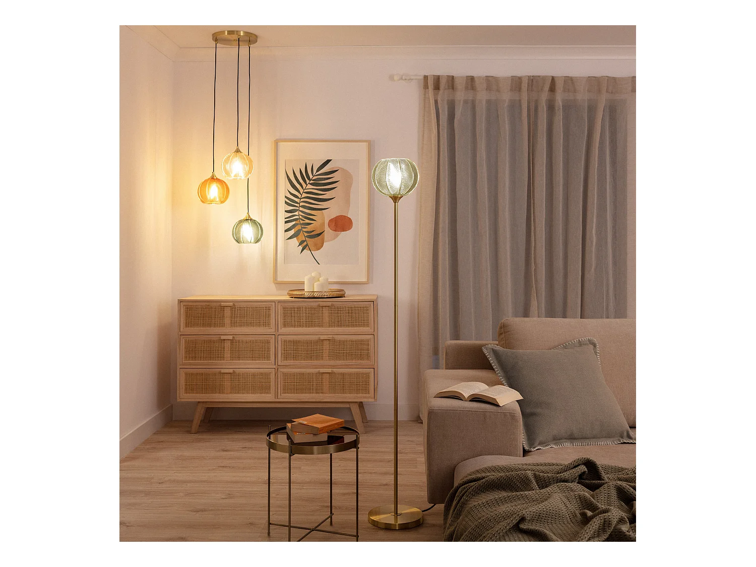 Lampadaire Métal et Verre Klimt  Vert