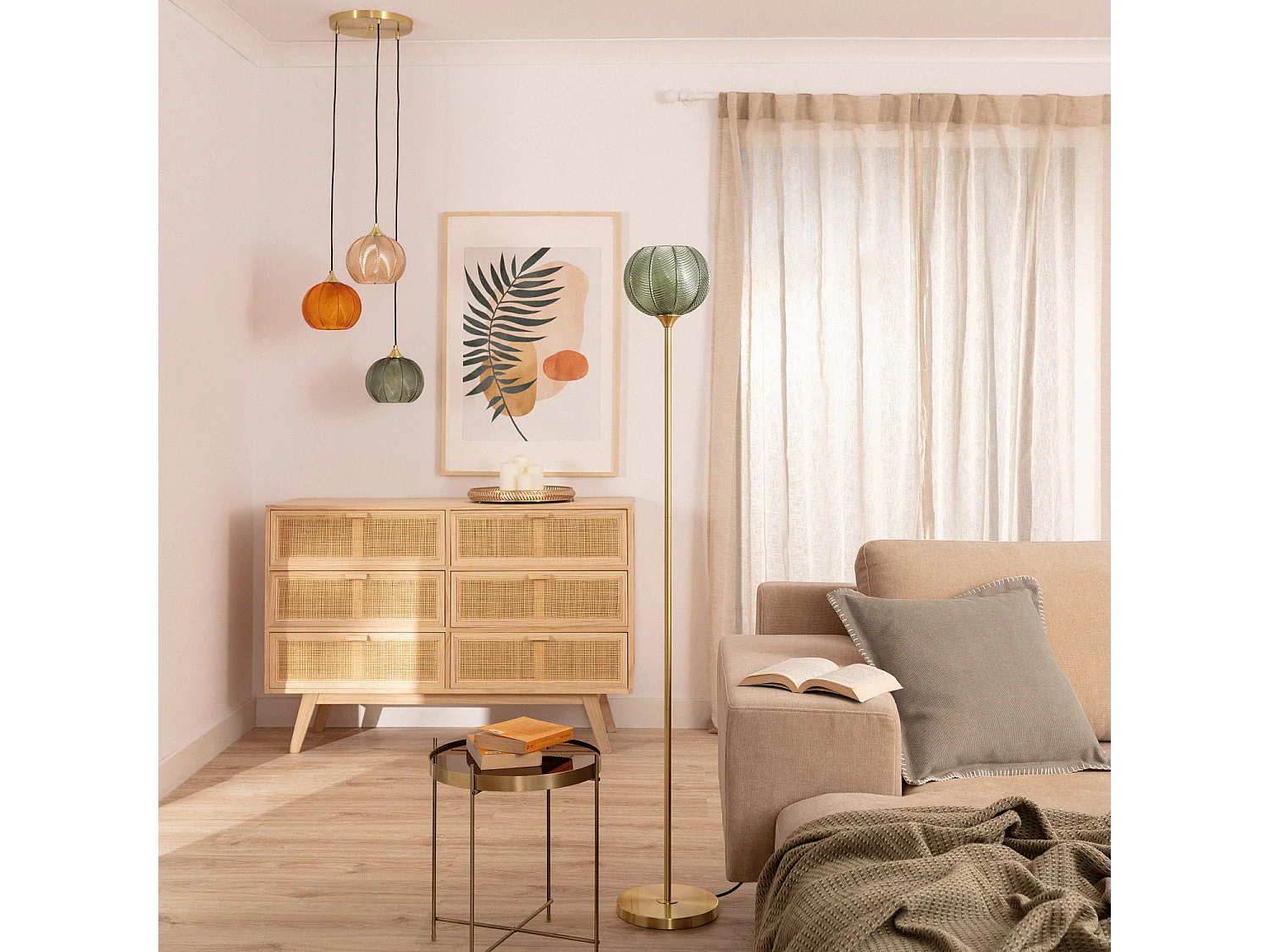 Lampadaire Métal et Verre Klimt  Vert