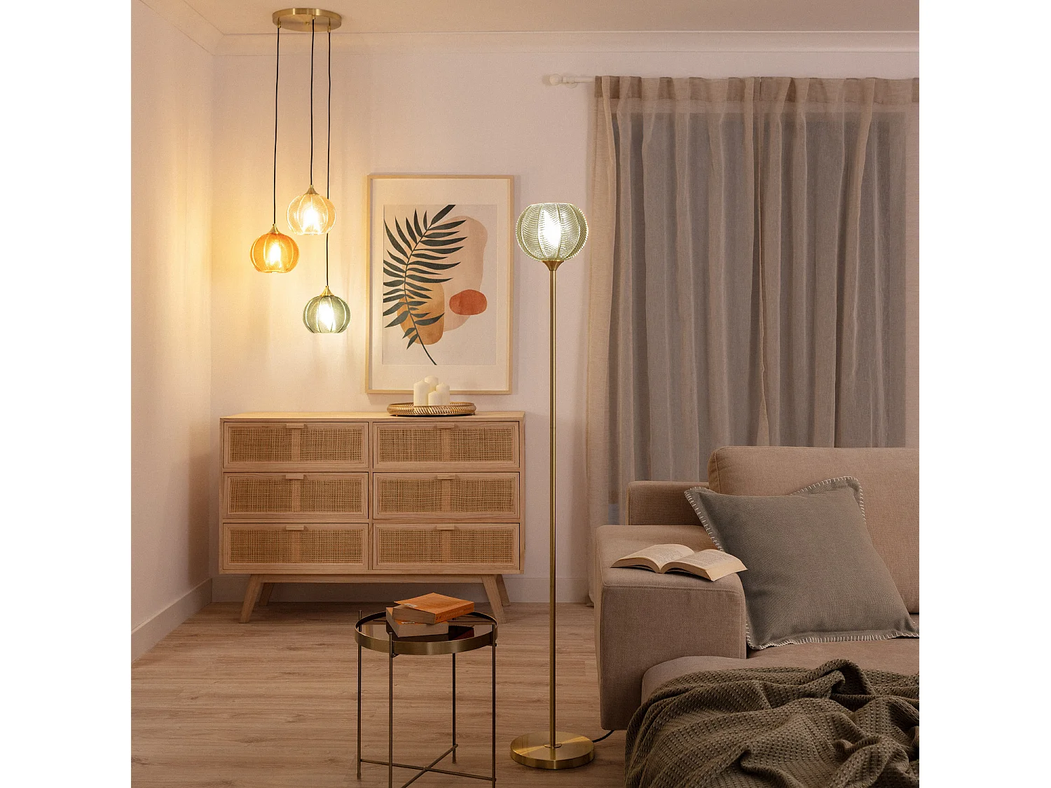 Lampadaire Métal et Verre Klimt  Vert