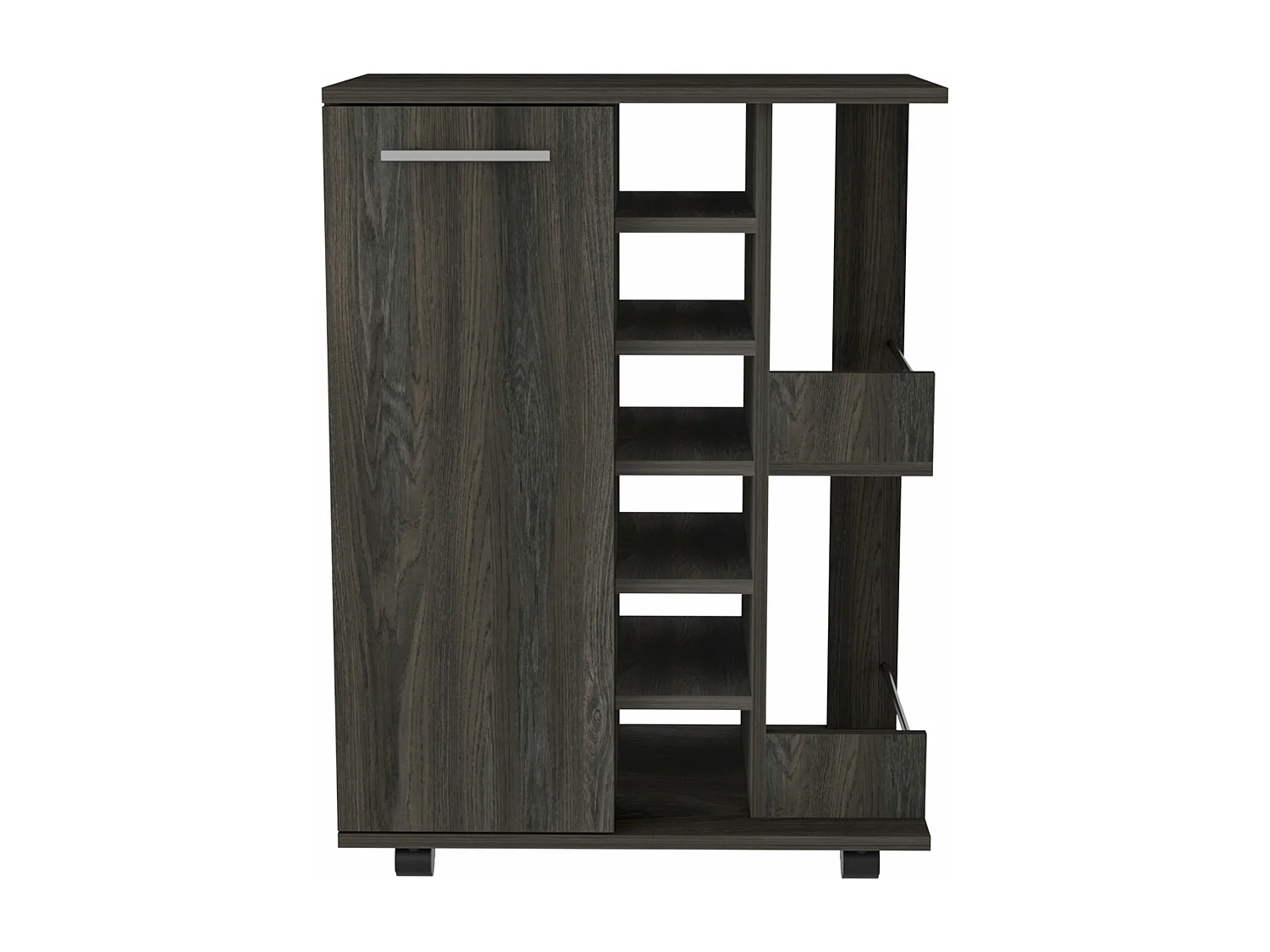 Carrito de Bar con botellero y ruedas , 82.09 cm  X 59.99 cm  X 37.49 cm  , Carbón