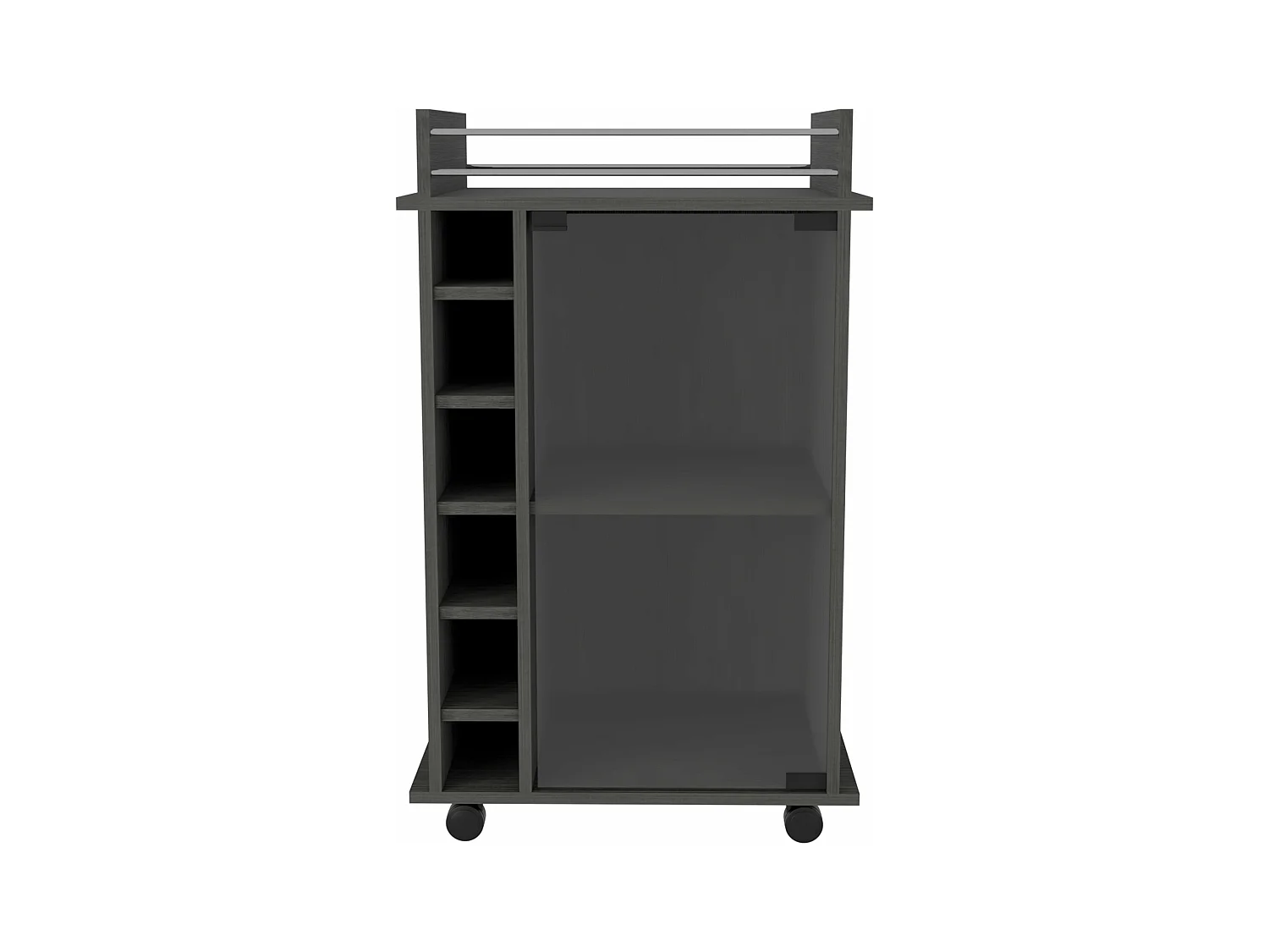 Chariot de bar Dukat avec roues et porte en verre , 88.9 cm X 54.86 cm X 41.40 cm , Gris
