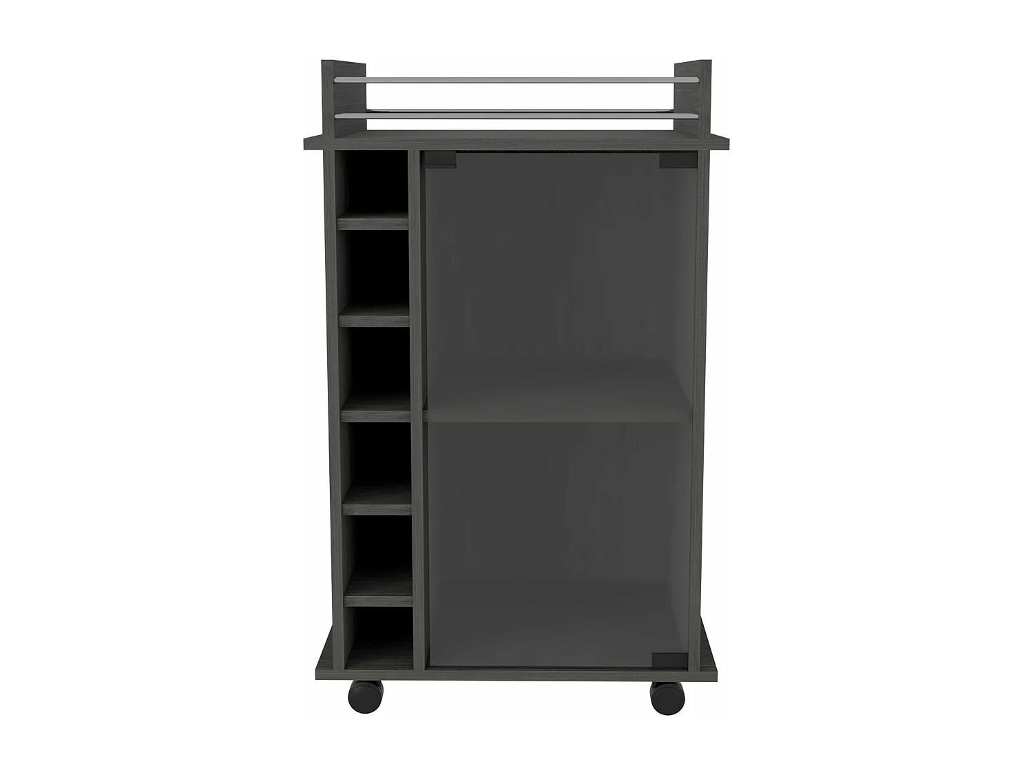 Carrello bar Dukat con ruote e porta in vetro , 88.9 cm X 54.86 cm X 41.40 cm , Grigio
