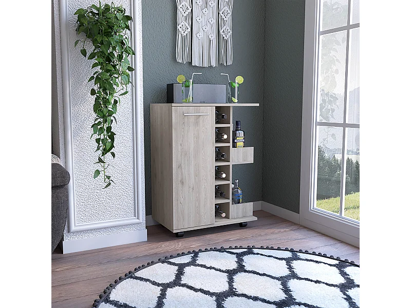 Carrinho de bar com suporte para garrafas e rodas , 82.09 cm X 59.99 cm X 37.49 cm , Cinder