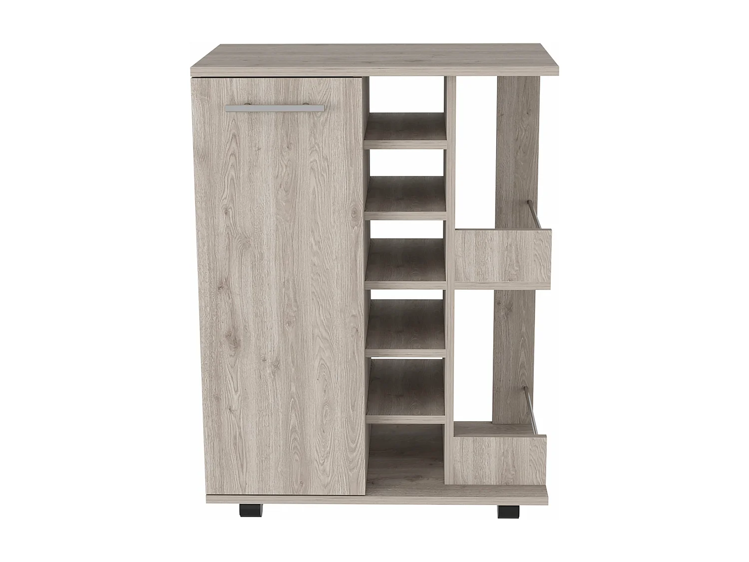 Carrito de Bar con botellero y ruedas , 82.09 cm  X 59.99 cm  X 37.49 cm  , Ceniza