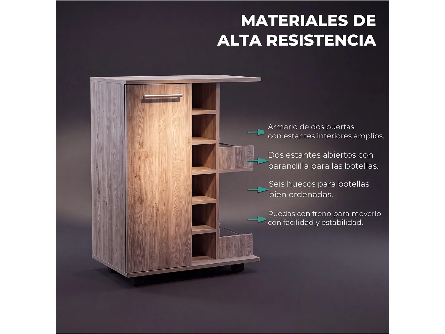 Carrinho auxiliar de 60 cm, cinza