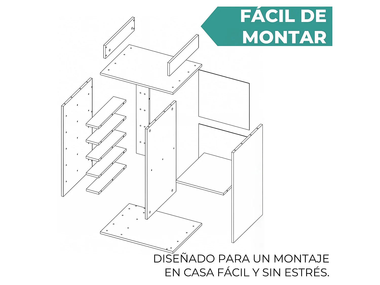 Carrito auxiliar Dukat de 55 cm con puerta de vidrio, barra de colgar y ruedas, wengué