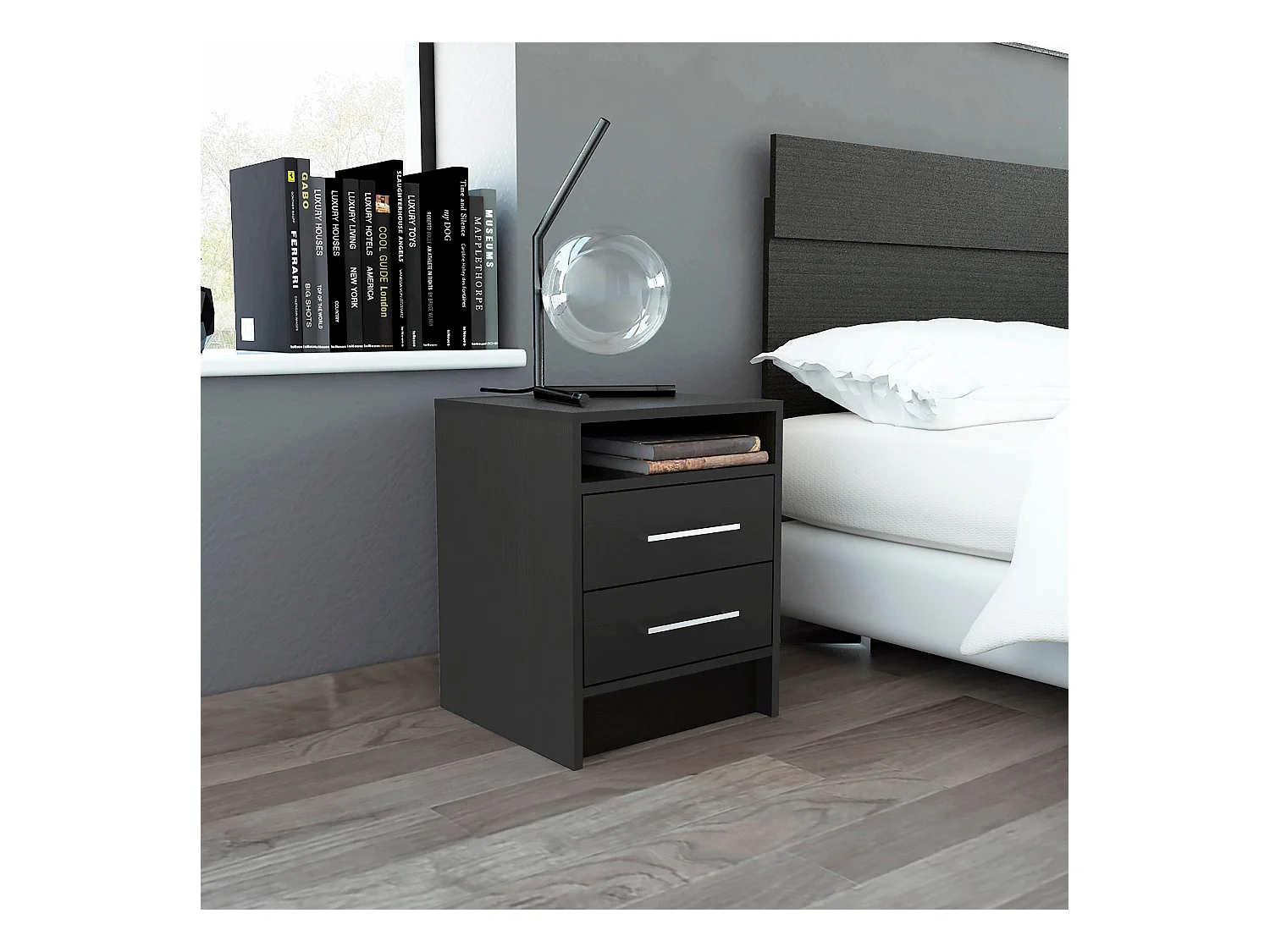 Comodino Eter con due cassetti , 50.54 cm X 39.87 cm X 37.33 cm , Bianco