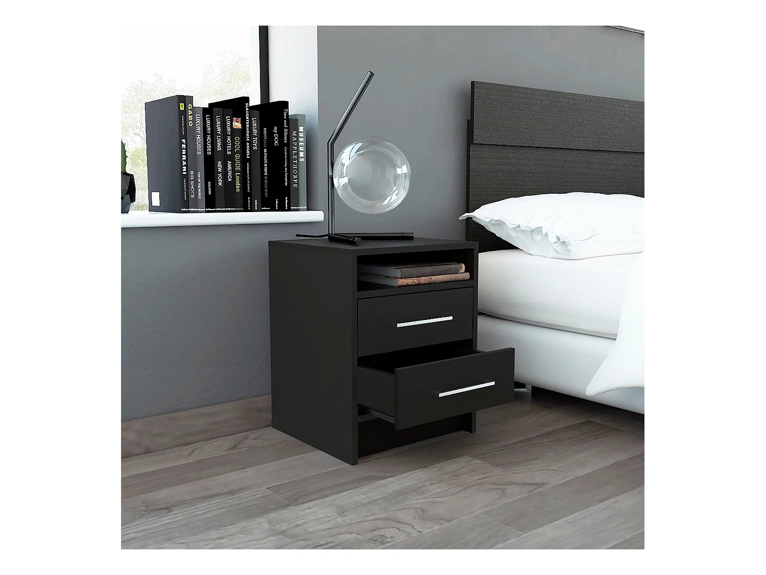 Comodino Eter con due cassetti , 50.54 cm X 39.87 cm X 37.33 cm , Bianco