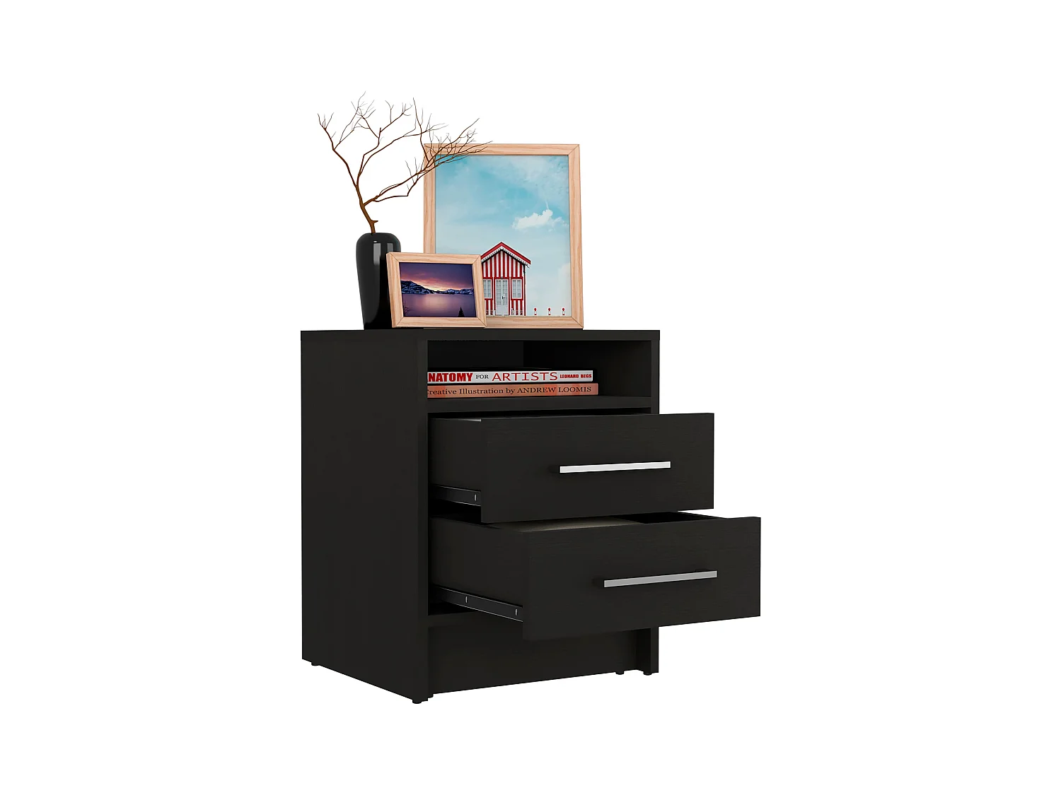 Comodino Eter con due cassetti , 50.54 cm X 39.87 cm X 37.33 cm , Bianco