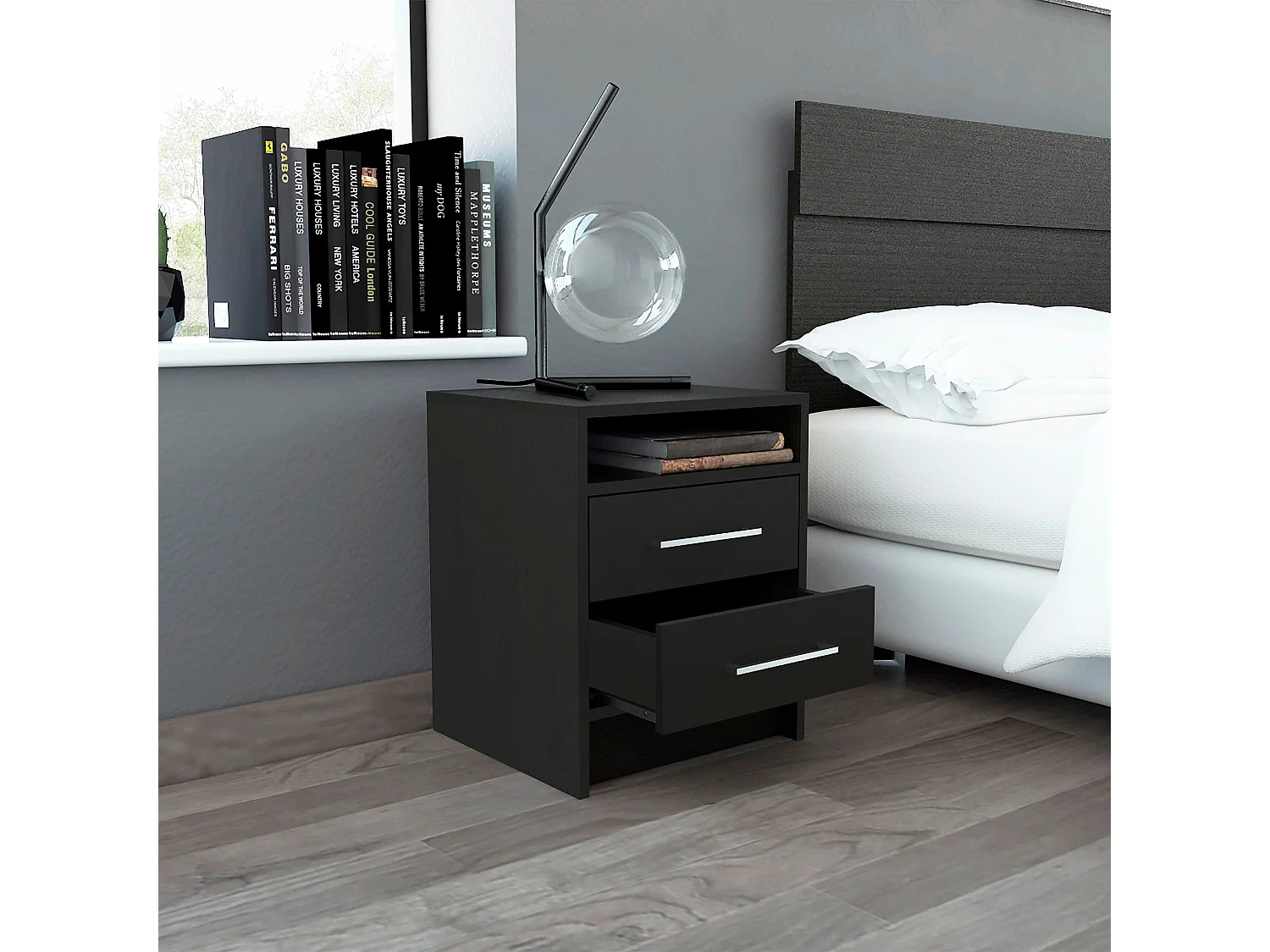 Comodino Eter con due cassetti , 50.54 cm X 39.87 cm X 37.33 cm , Bianco