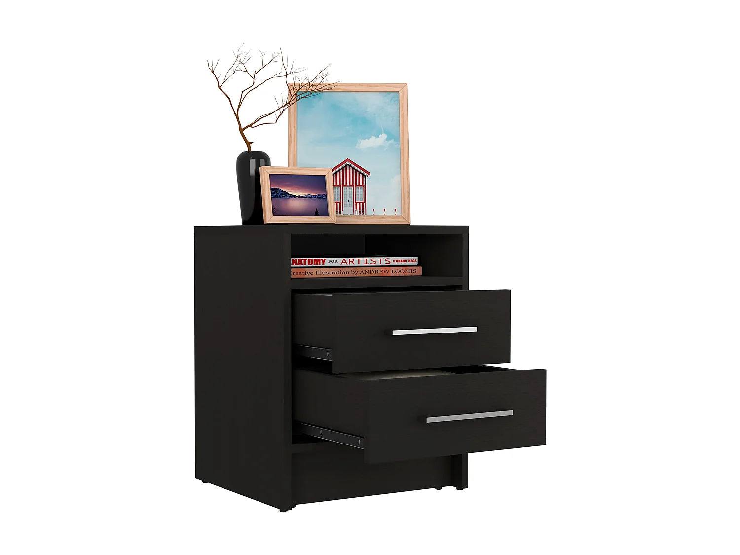 Comodino Eter con due cassetti , 50.54 cm X 39.87 cm X 37.33 cm , Bianco