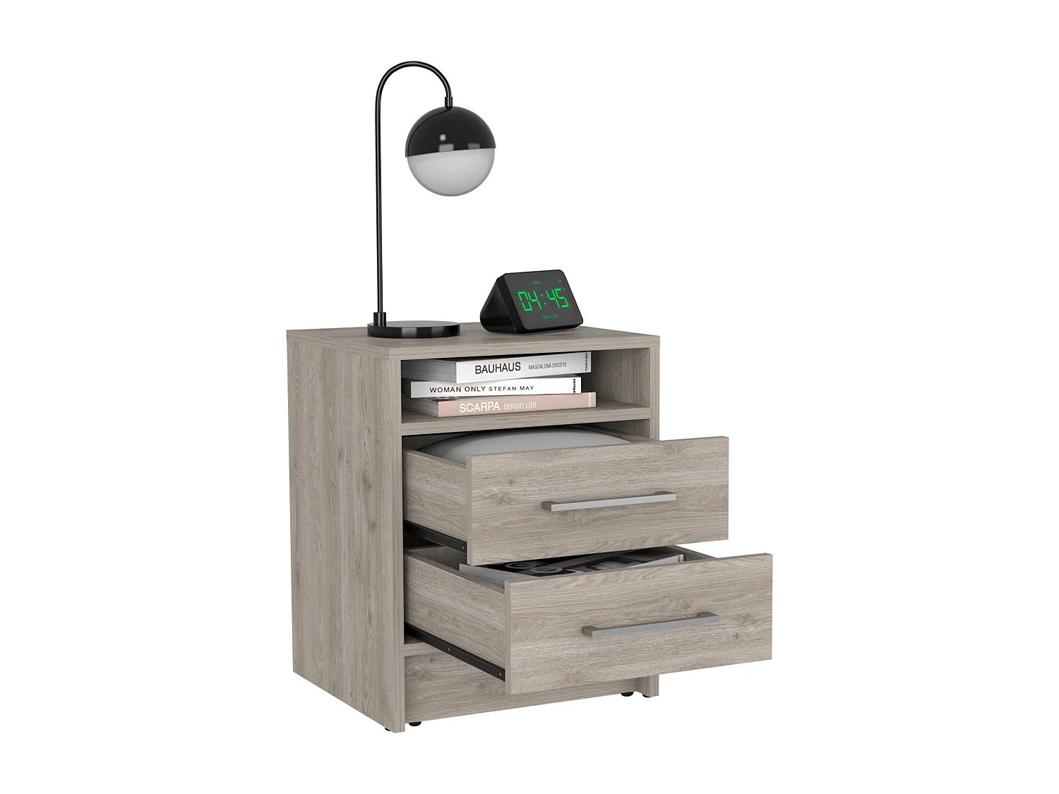 Eter Table de nuit avec deux tiroirs Ceniza , 50.54 cm X 39.87 cm X 37.33 cm , Gris / argenté