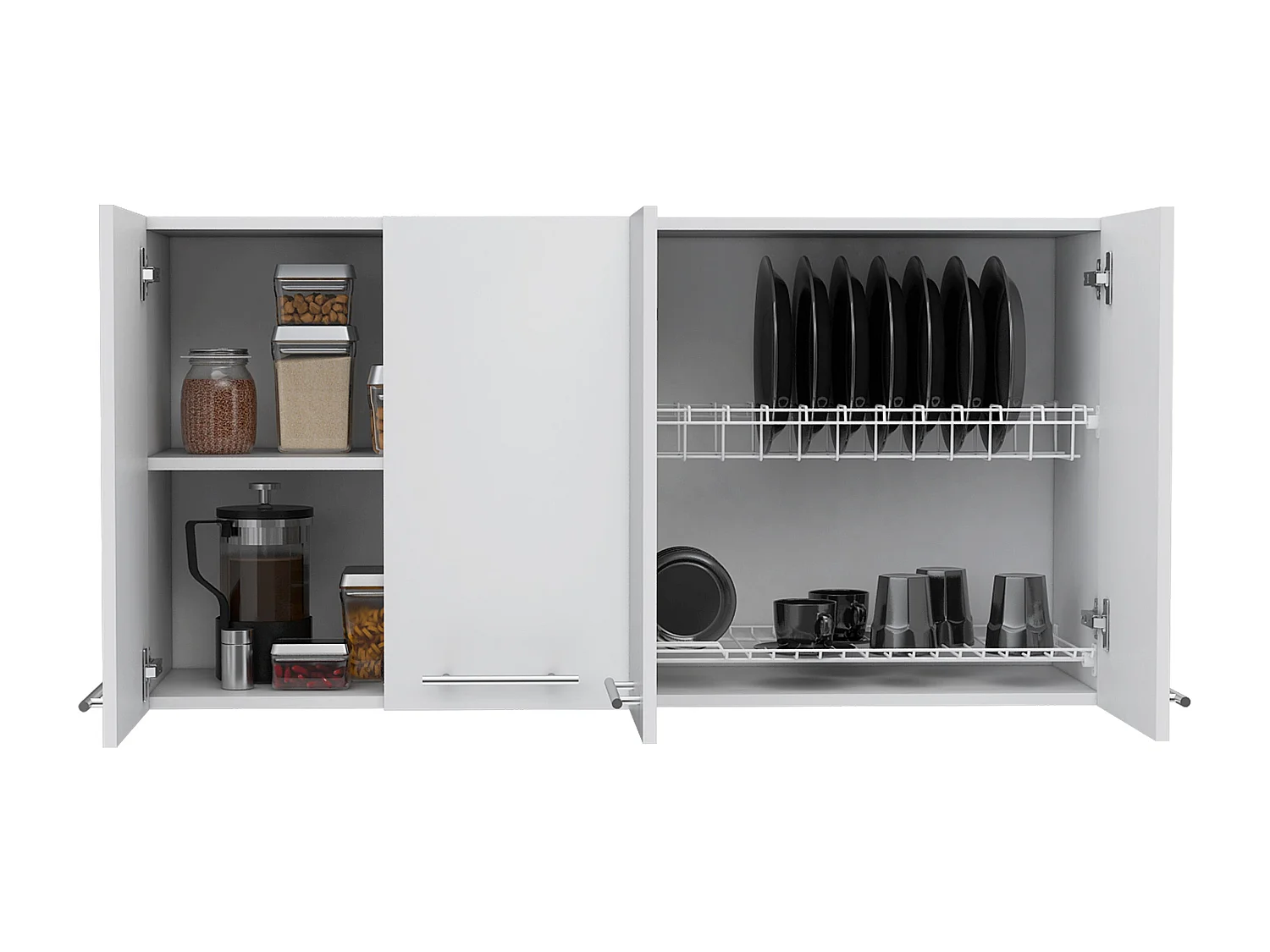 Mueble de Pared para Cocina 120 con cuatro puertas , dos estantes y almacenamiento para menajes , 60 X 120 X 33.5 cm , Blanco