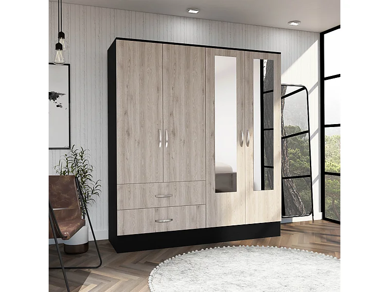 Armadio Bolton 160 con specchio e due cassetti