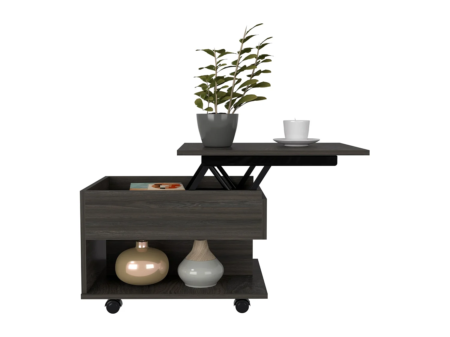 TUHOME CONCEPT Table basse relevable Luanda de 55 cm, gris anthracite
