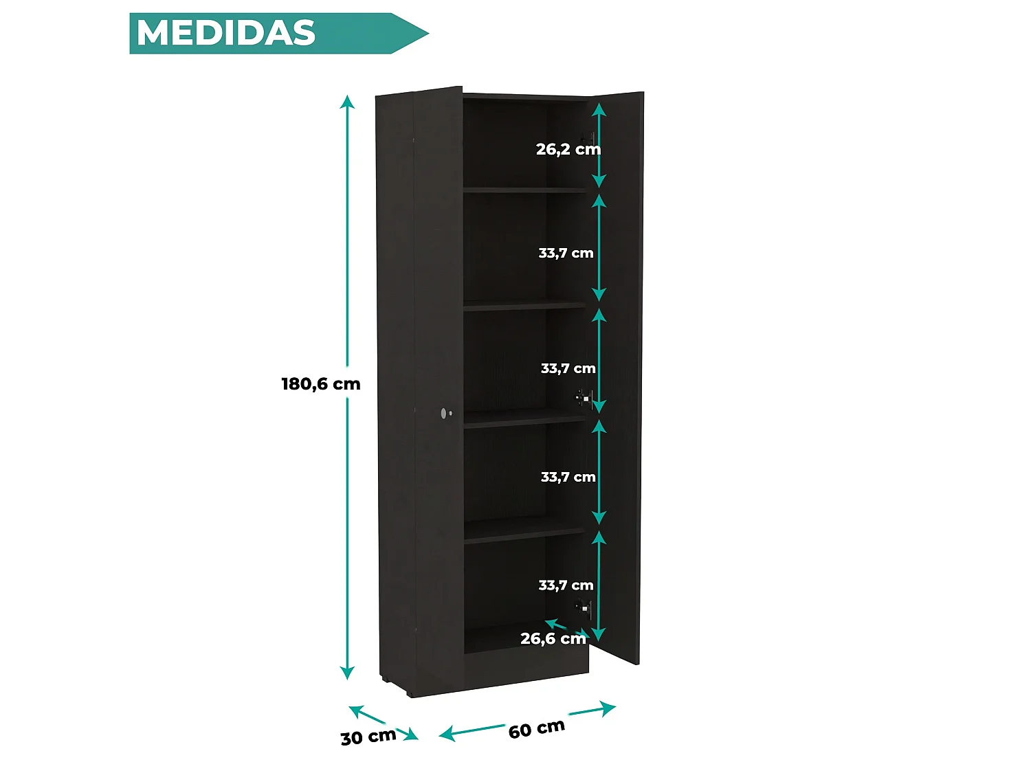 Armadio multiuso da 181 cm, wengé